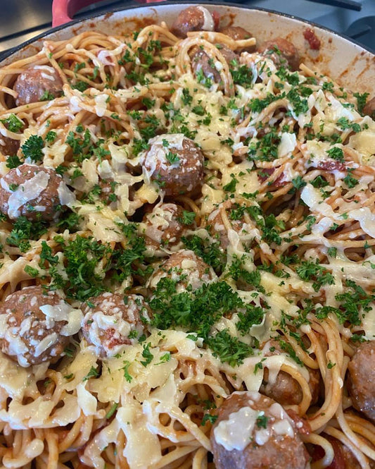 Beef and Pork Meatball Pasta